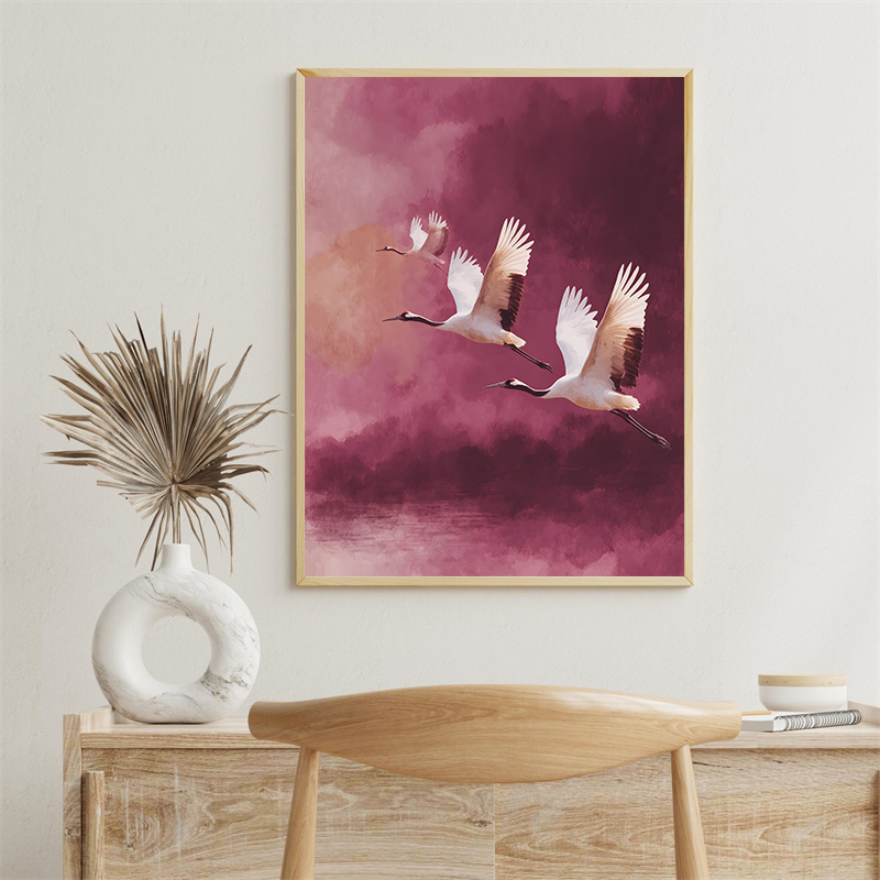 Vintage Crane Flying Birds Flo - Japanese Lifestyle Home recension och pris