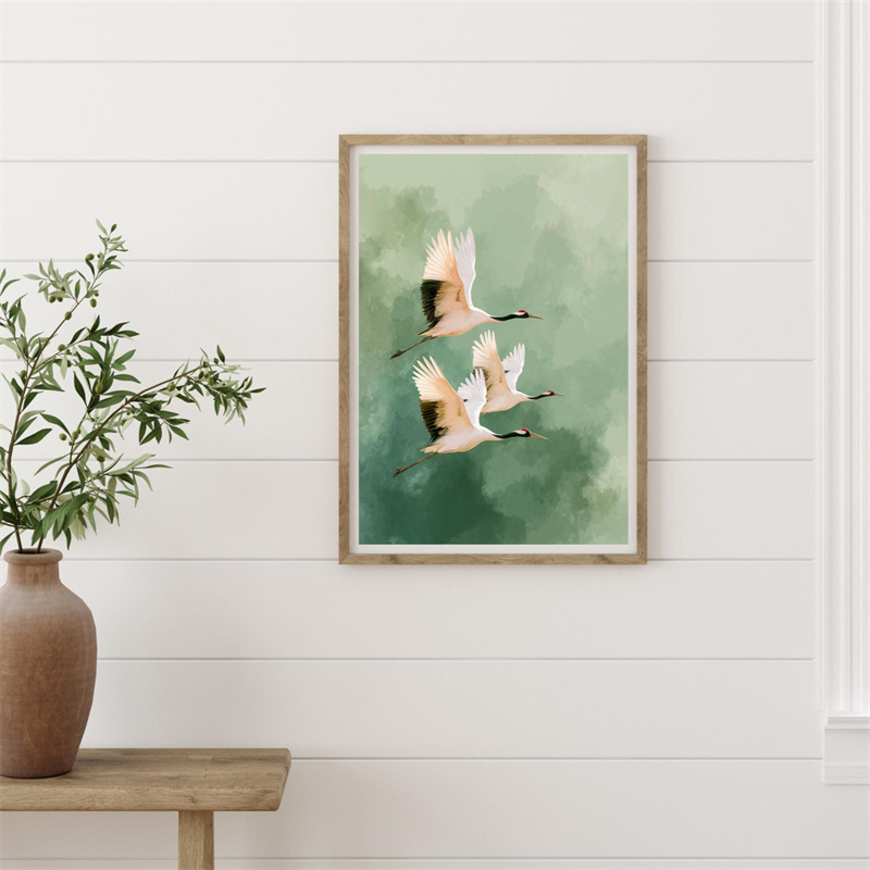 Vintage Crane Flying Birds Flo - Japanese Lifestyle Home recension och pris