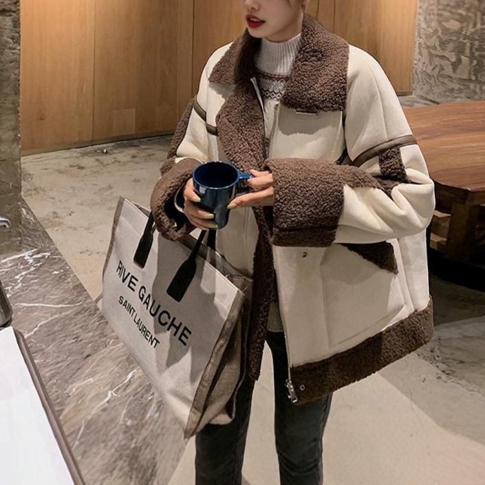 Lamb Wool Jacket Coats Woman K - Japanese Women Lifestyle recension och pris