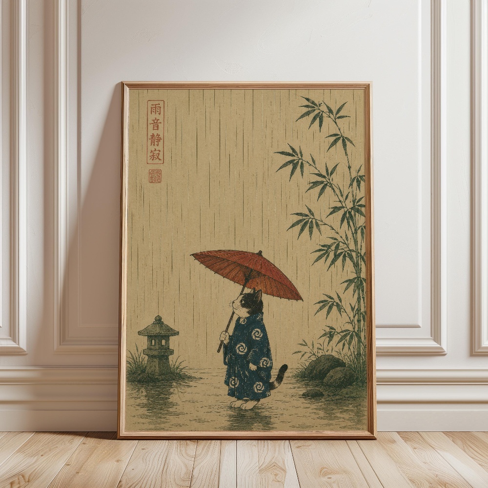 Black Cat Eating Ramen Rainy G - Japanese Lifestyle Home recension och pris