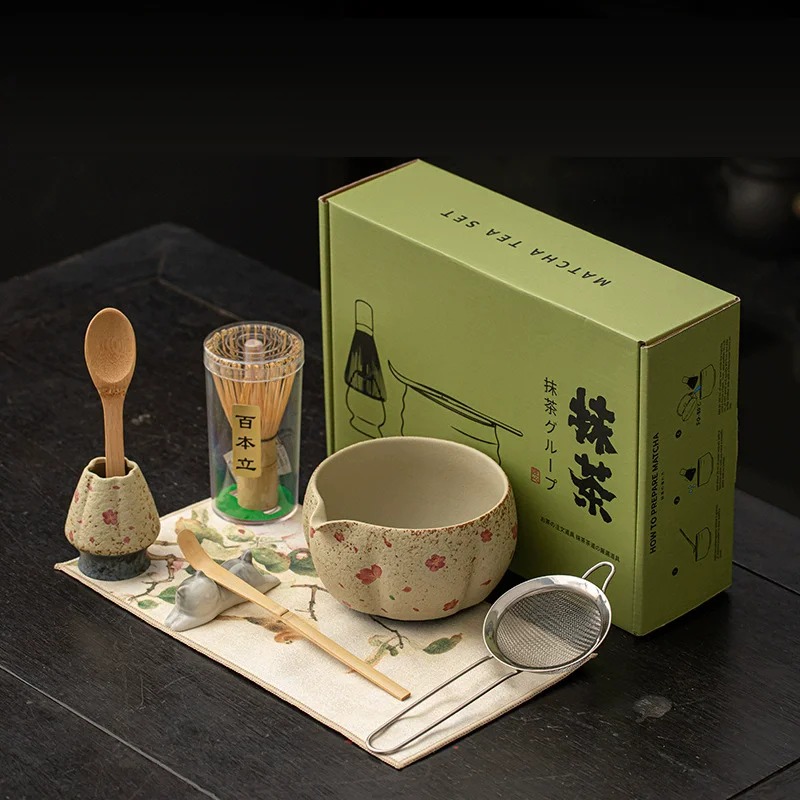 8PCS Japanese Flint red Matcha - Matcha Bowl Chawan recension och pris
